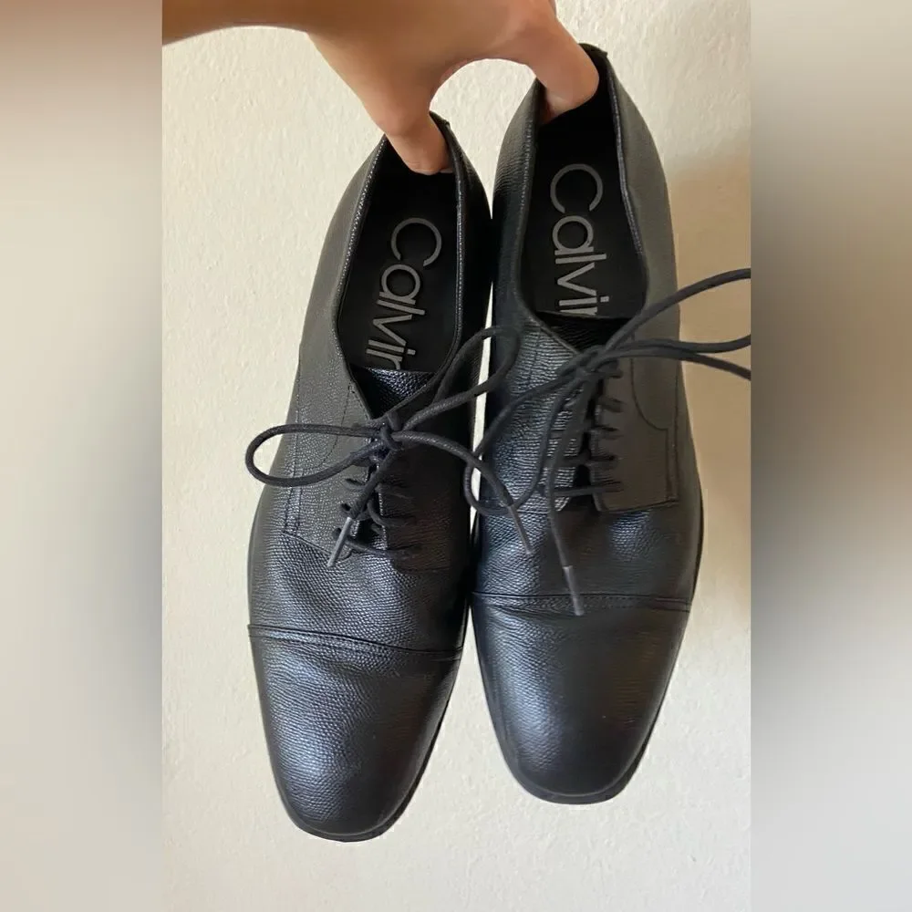 Calvin Klein Conner Small Tumbled Oxford Black Shoe CapToe Size 11.5
